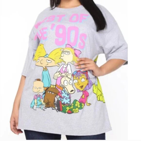 Nickelodeon Best of the 90s Graphic Boyfriend T-shirt, Size 3X - Picture 1 of 8